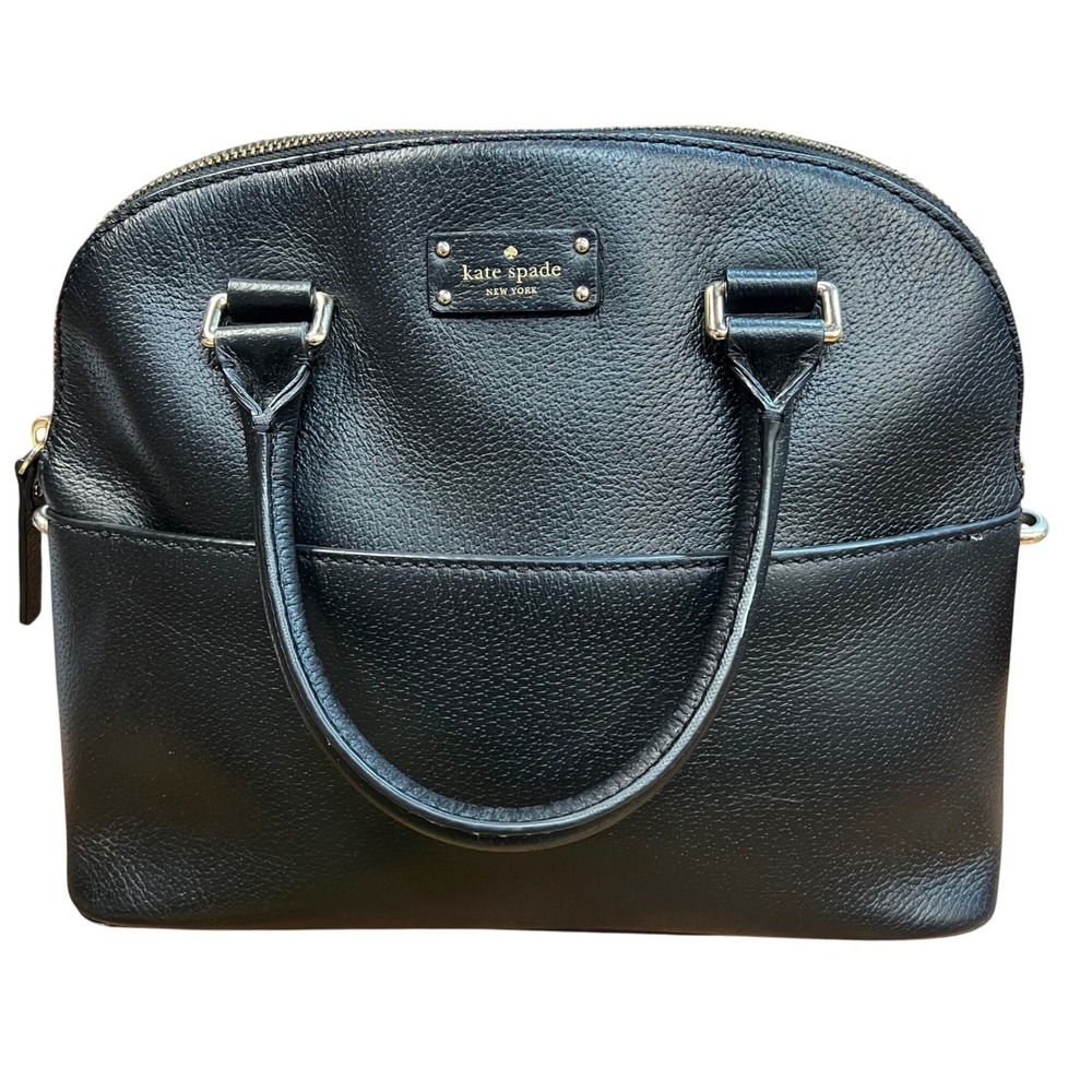 Kate Spade Grove Street Carli WKRU4192 Black Leather Satchel Dome Bag